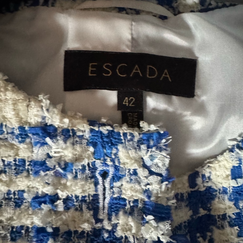 Escada Blue & Cream Bouclé Jacket